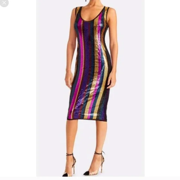 rachel roy sequin dress Rachel Roy Women's Sable Sequin Square Neck Midi Dress - White